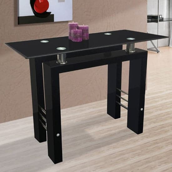 Kohler Black Glass Console Table With Black High Gloss Legs