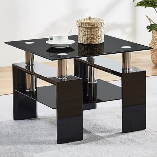 Kohler Black Glass Side Table With Black High Gloss Legs