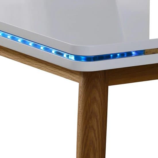 Laurel Wooden Laptop Desk In Matt White And Oak With LED