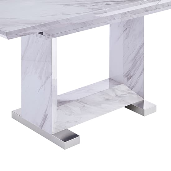 Lorain Extendable Wooden Dining Table In Grey Marble Effect