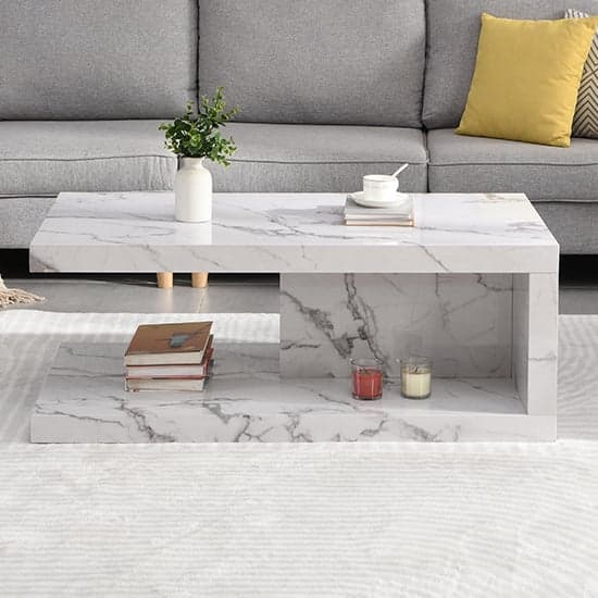 Lynn High Gloss Coffee Table In Diva Marble Effect