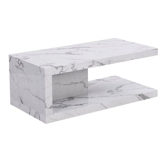 Lynn High Gloss Coffee Table In Diva Marble Effect