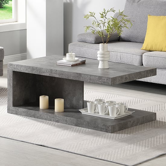 Lynn Wooden Coffee Table In Concrete Effect