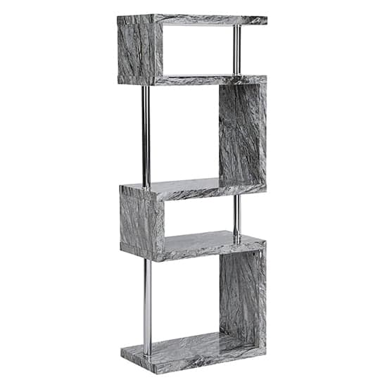Maharani High Gloss Grey Shelving Unit In Melange Marble Effect