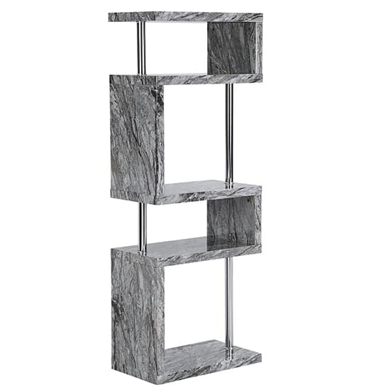 Maharani High Gloss Grey Shelving Unit In Melange Marble Effect