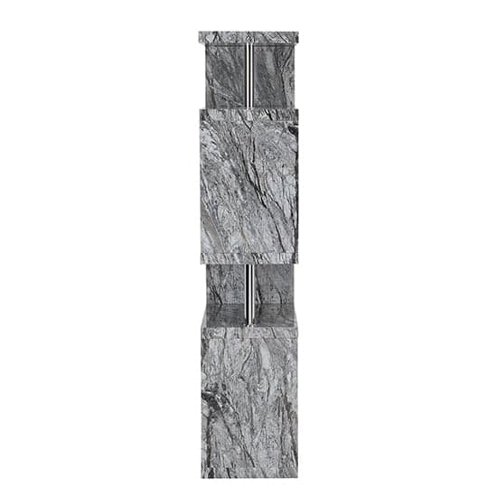 Maharani High Gloss Grey Shelving Unit In Melange Marble Effect