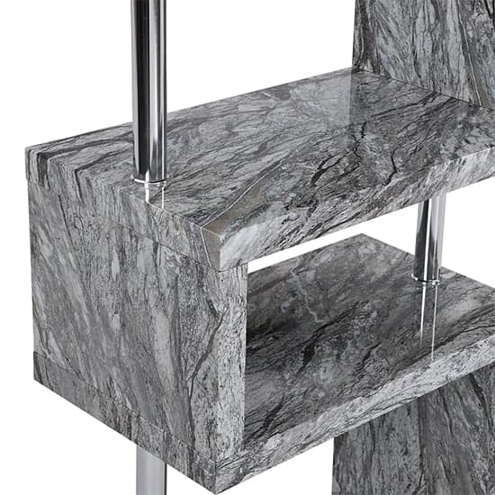 Maharani High Gloss Grey Shelving Unit In Melange Marble Effect