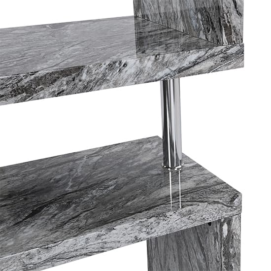 Maharani High Gloss Grey Shelving Unit In Melange Marble Effect