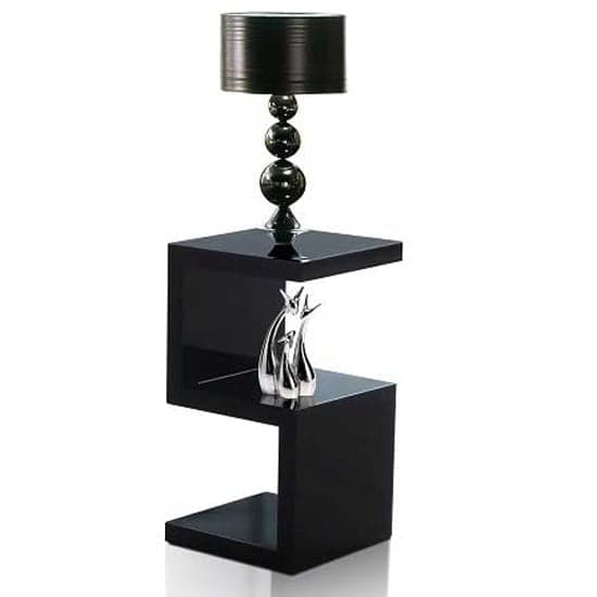 Maharani High Gloss S Shape Design Side Table In Black