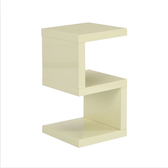 Maharani High Gloss S Shape Design Side Table In Cream