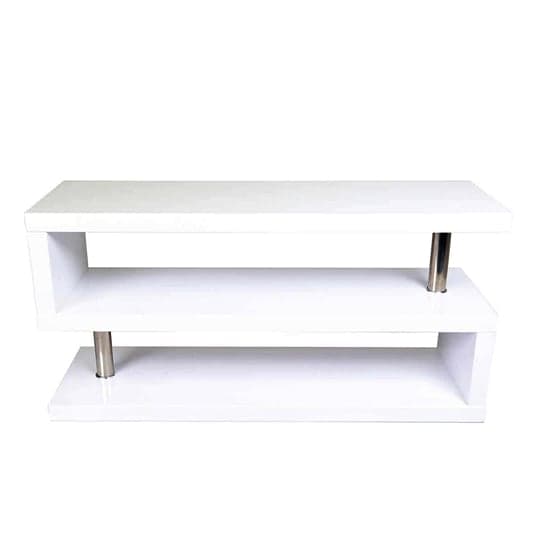 Maharani High Gloss S Shape Design TV Stand In White