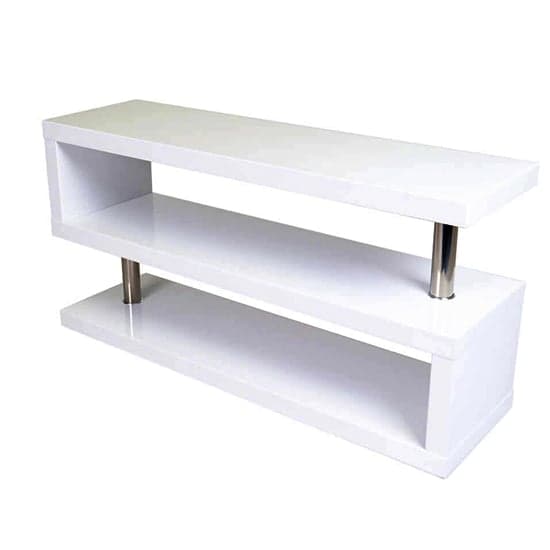 Maharani High Gloss S Shape Design TV Stand In White