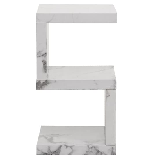 Maharani High Gloss S Shape Side Table In Diva Marble Effect