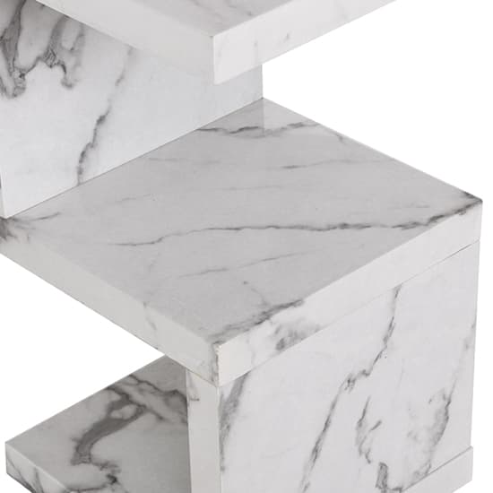 Maharani High Gloss S Shape Side Table In Diva Marble Effect