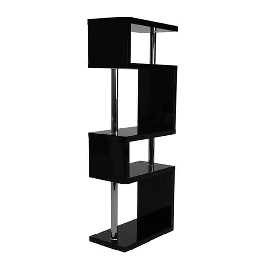 Maharani High Gloss Slim Shelving Unit In Black