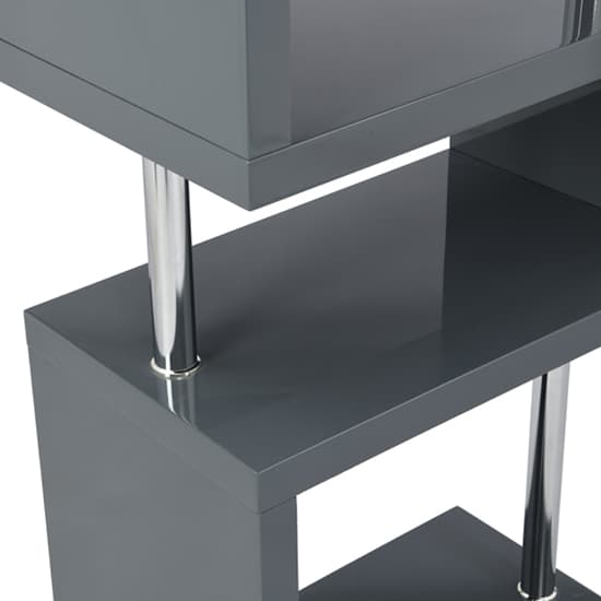 Maharani High Gloss Slim Shelving Unit In Grey