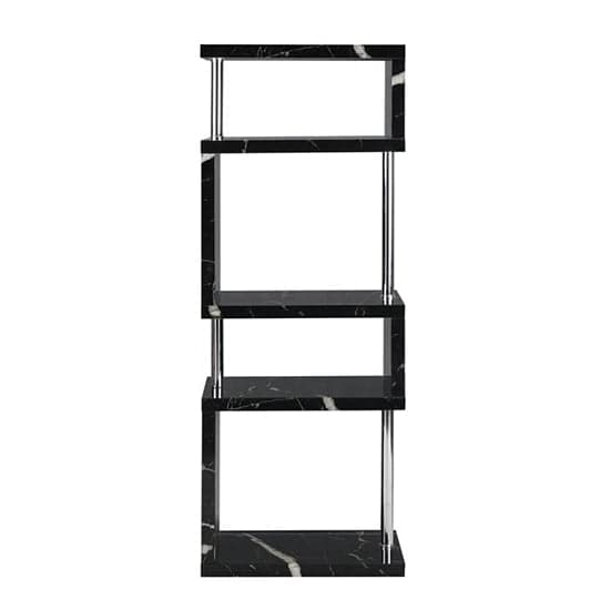 Maharani High Gloss Slim Shelving Unit In Milano Marble Effect