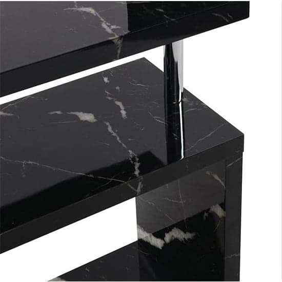 Maharani High Gloss Slim Shelving Unit In Milano Marble Effect
