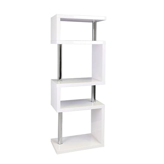 Maharani High Gloss Slim Shelving Unit In White