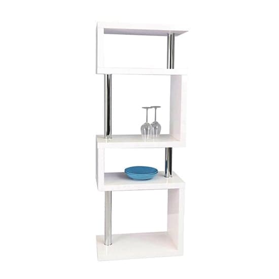 Maharani High Gloss Slim Shelving Unit In White