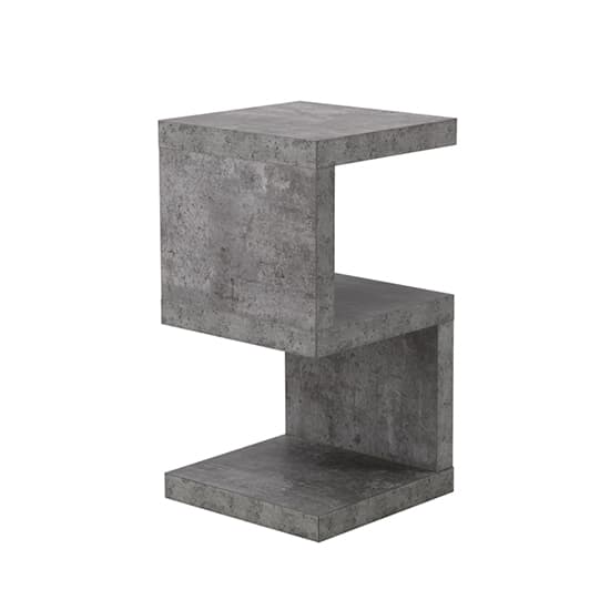 Maharani Wooden S Shape Design Side Table In Concrete Effect