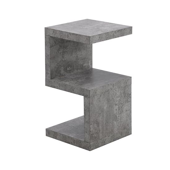 Maharani Wooden S Shape Design Side Table In Concrete Effect