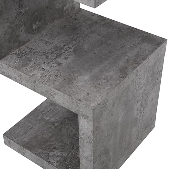 Maharani Wooden S Shape Design Side Table In Concrete Effect