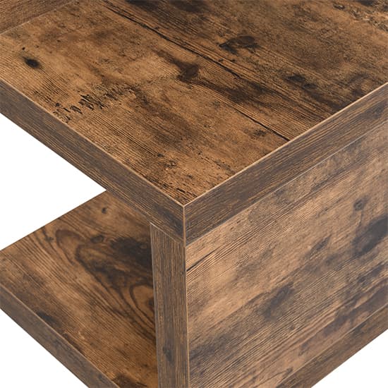 Maharani Wooden S Shape Design Side Table In Rustic Oak