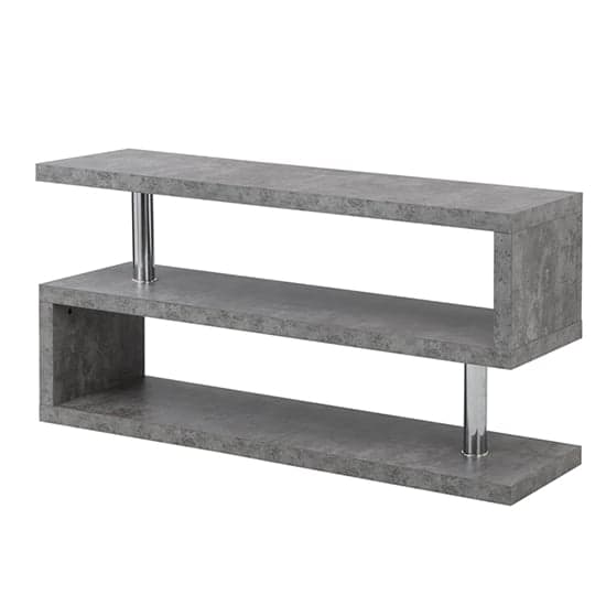 Maharani Wooden S Shape Design TV Stand In Concrete Effect