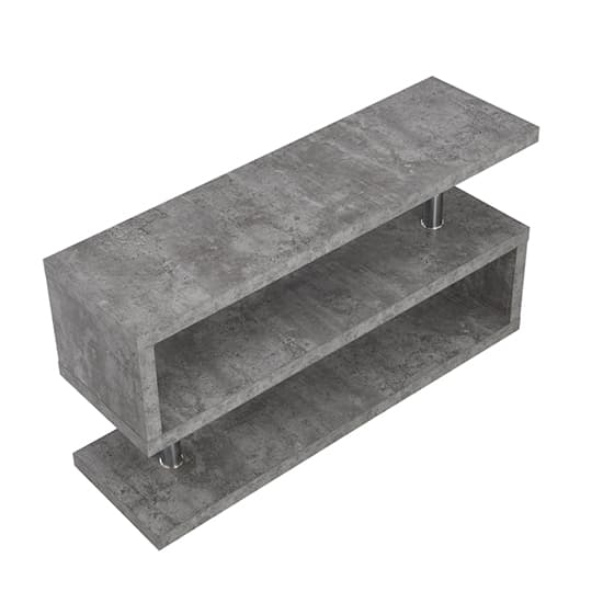 Maharani Wooden S Shape Design TV Stand In Concrete Effect