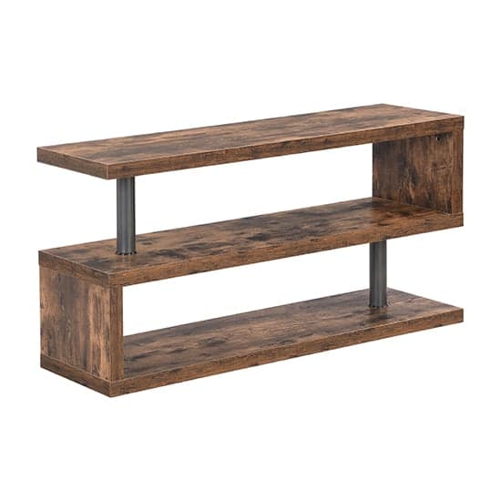 Maharani Wooden S Shape TV Stand In Rustic Oak