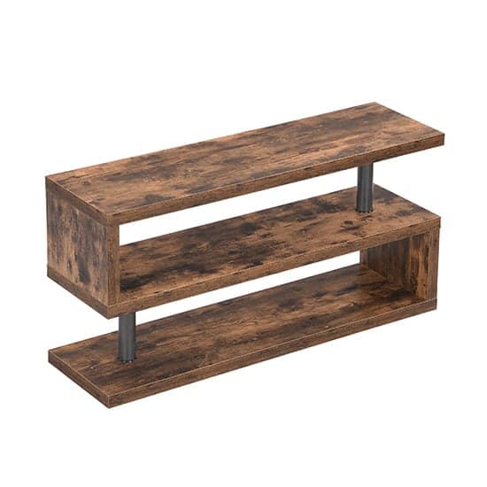 Maharani Wooden S Shape TV Stand In Rustic Oak