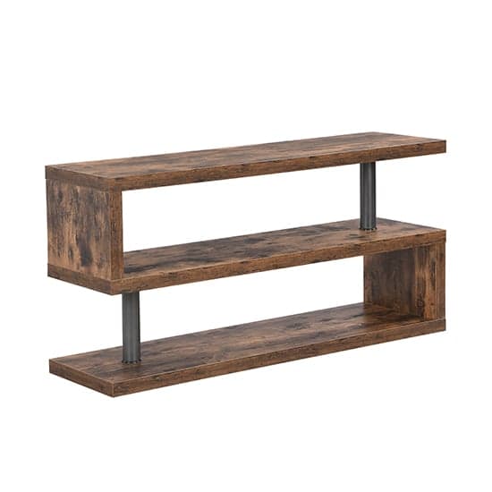 Maharani Wooden S Shape TV Stand In Rustic Oak