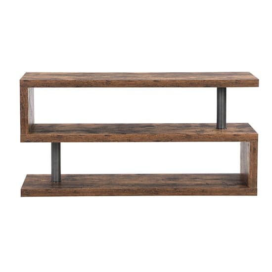 Maharani Wooden S Shape TV Stand In Rustic Oak