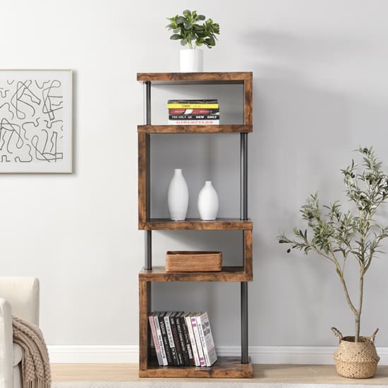 Maharani Wooden Shelving Unit In Rustic Oak