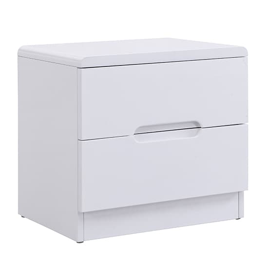 Manistee High Gloss Bedside Cabinet With 2 Drawers In White