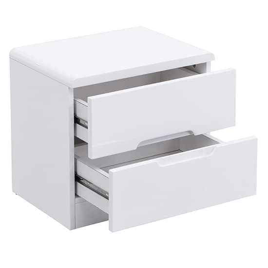 Manistee High Gloss Bedside Cabinet With 2 Drawers In White