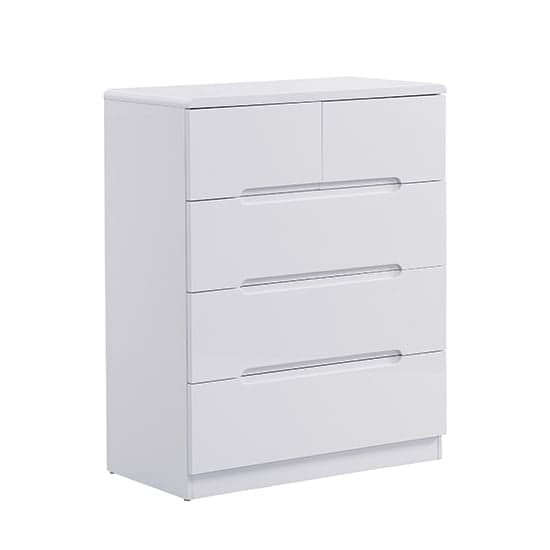 Manistee High Gloss Chest Of 5 Drawers In White