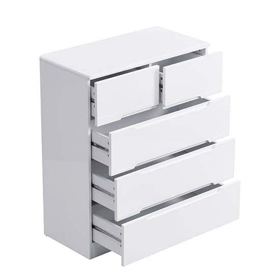 Manistee High Gloss Chest Of 5 Drawers In White