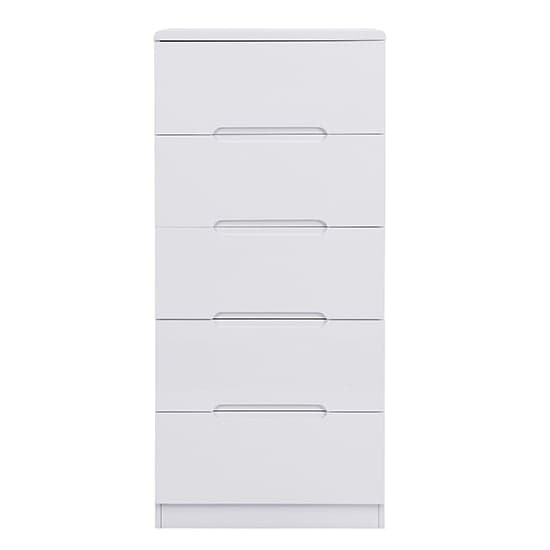 Manistee Tall High Gloss Chest Of 5 Drawers In White