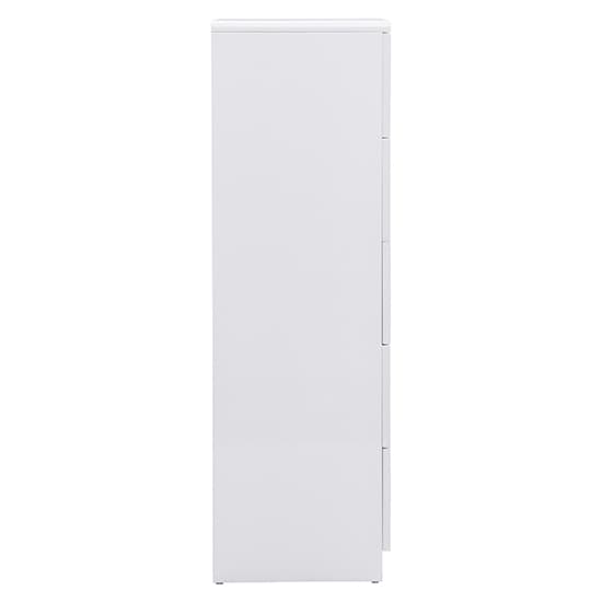 Manistee Tall High Gloss Chest Of 5 Drawers In White