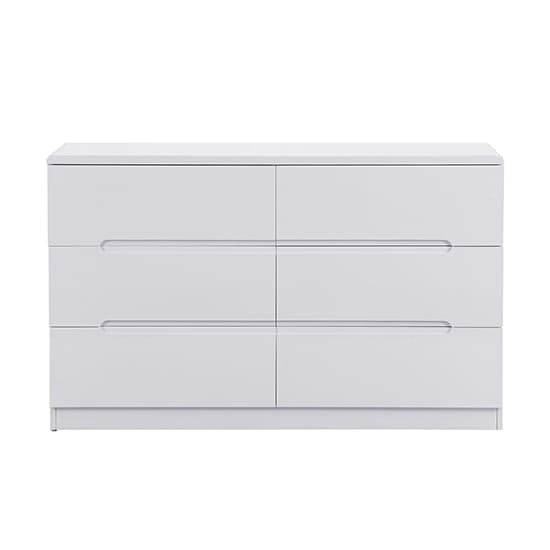 Manistee Wide High Gloss Chest Of 6 Drawers In White