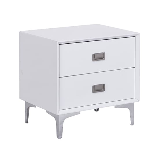 Mason High Gloss Bedside Cabinet With 2 Drawers In White