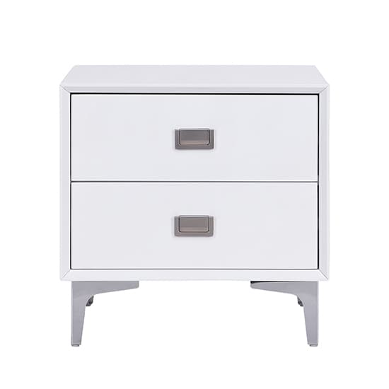 Mason High Gloss Bedside Cabinet With 2 Drawers In White