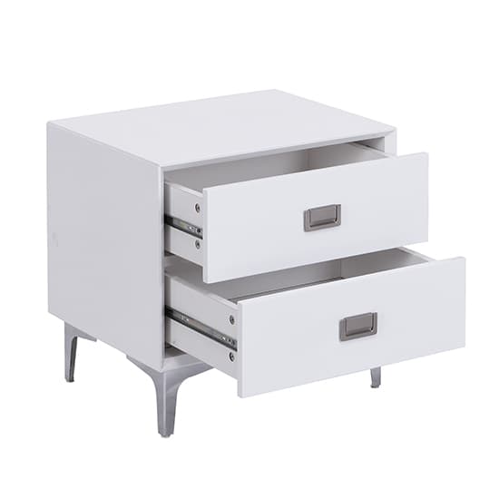 Mason High Gloss Bedside Cabinet With 2 Drawers In White