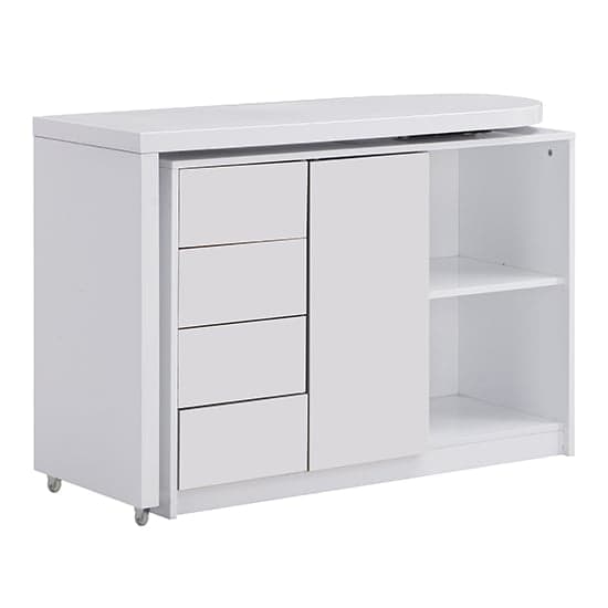 Mason Swivelling High Gloss Computer Desk In White