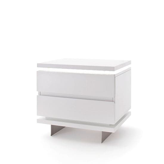 Matthews Bedside Cabinet In White Gloss With 2 Drawers And LED