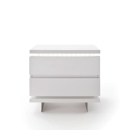 Matthews Bedside Cabinet In White Gloss With 2 Drawers And LED