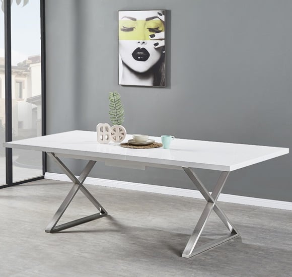 Mayetta Extending High Gloss Dining Table In White