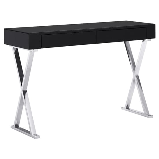 Mayetta Glass Top High Gloss Console Table In Black